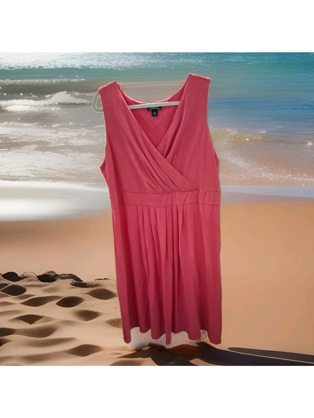 Lands End Pink Criss-cross Top Dress Size 2XL (20-22) Midi Pima Cotton